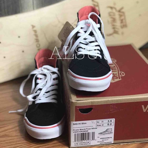 NWT VANS SK8-HI Slim Pirate Black White Canvas - Picture 4 of 7